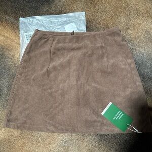 HALARA Brown Corduroy Mini Skirt
